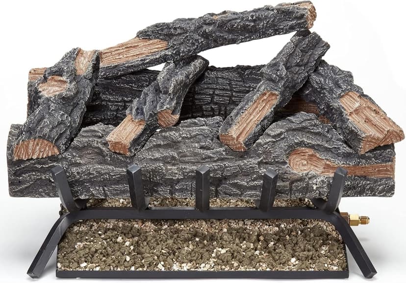 HearthSense MO24HVL Natural Gas Vented Fireplace Logs Set with Match Light, 55000 BTU, Heats up to 2000 Sq. Ft, Mountain Oak, 24 Inches