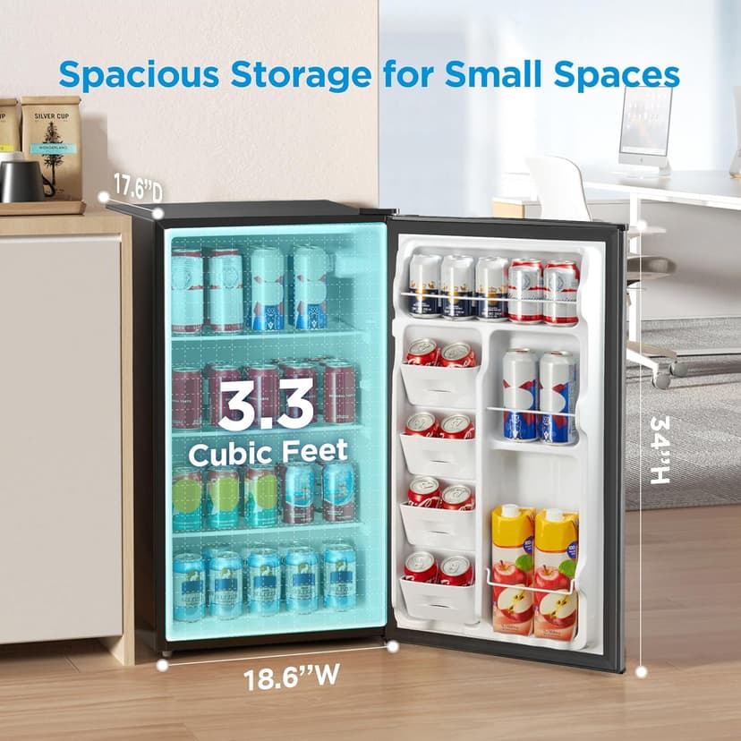 Midea MERM33S1AST 3.3 Cubic Feet Compact Refrigerator, Silver