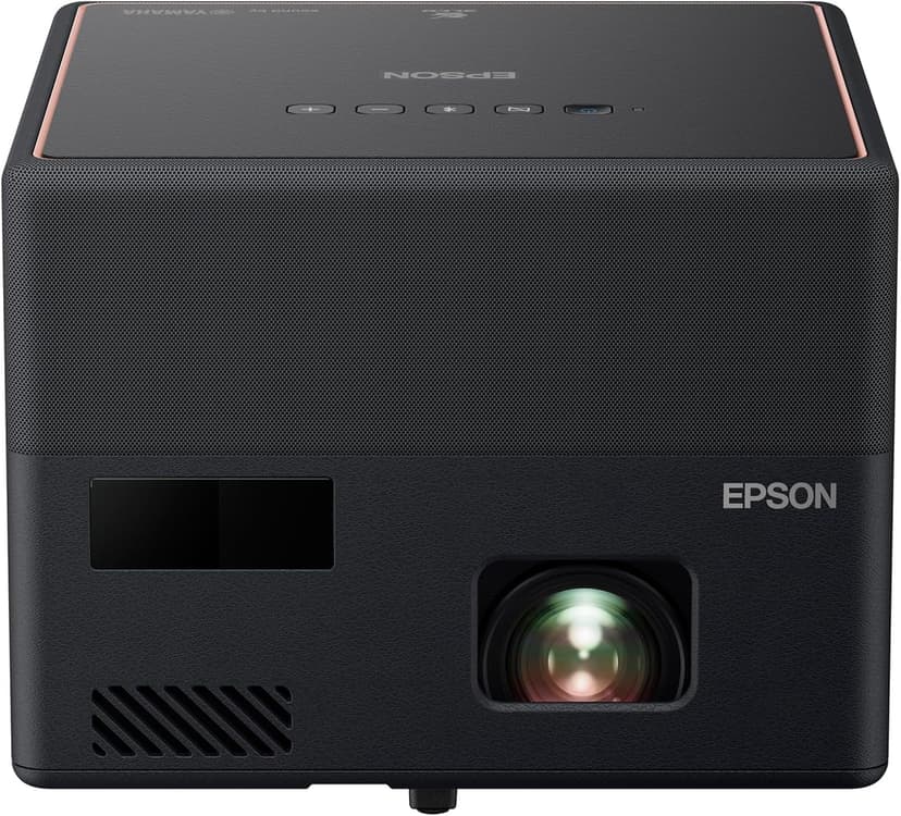 Epson EpiqVision Mini EF12 Smart Streaming Laser Projector, HDR, Android TV, Movies, Family Gaming, Portable, sound by Yamaha, 3LCD, Full HD 1080p, 1000 lumens Color & White Brightness Bluetooth Black
