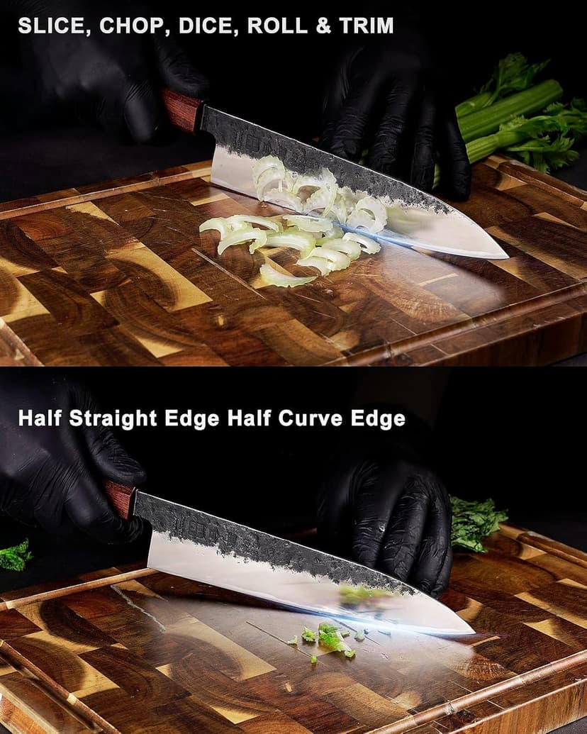 8.27 Inch Japanese Chef Knife, 210MM Black Forged Japanese Knife with Red Sandalwood and Eboy Wood Handle, Gyuto Chefs Knives with Premium Gift Box (WA Series)