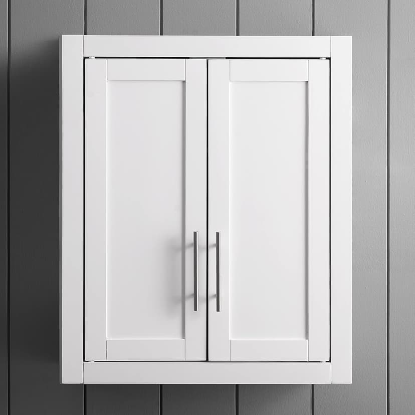Crosley Furniture Savannah Wall Mounted Bathroom Storage Medicine Cabinet with Shelves, White
