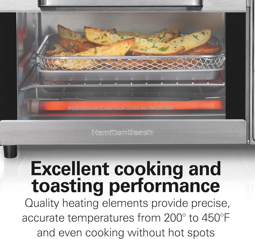 Hamilton Beach Sure-Crisp Air Fryer Toaster Oven Combo, Fits 9” Pizza, 4 Slice Capacity, Powerful Circulation, Auto Shutoff, Stainless Steel (31403)