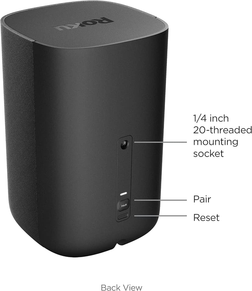 Roku Wireless Speakers (for Roku Streambars or Roku TV),Black 2 Count (Pack of 1)