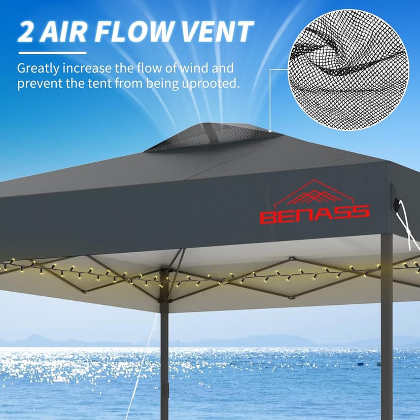 10x10 Pop Up Canopy with Sidewalls, Easy Up Canopy Tent, Heavy Duty Tents for Parties, One Person Set Up Event Tent, Grey