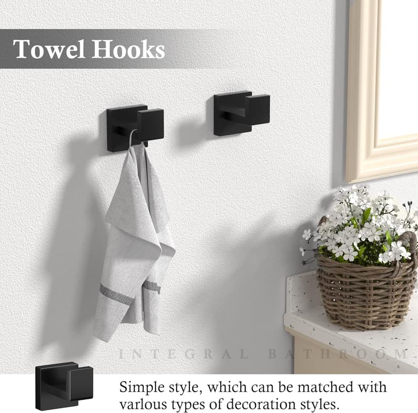 10-Pieces Matte Black Bathroom Accessories Set, 23.6 Inch Bath Towel Bar Set, SUS 304 Stainless Steel Bathroom Hardware Set, Towel Racks for Bathroom Wall Mounted.