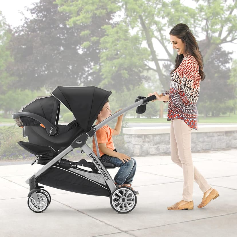 Chicco BravoFor2 Standing/Sitting Double Stroller - Iron | Black/Grey