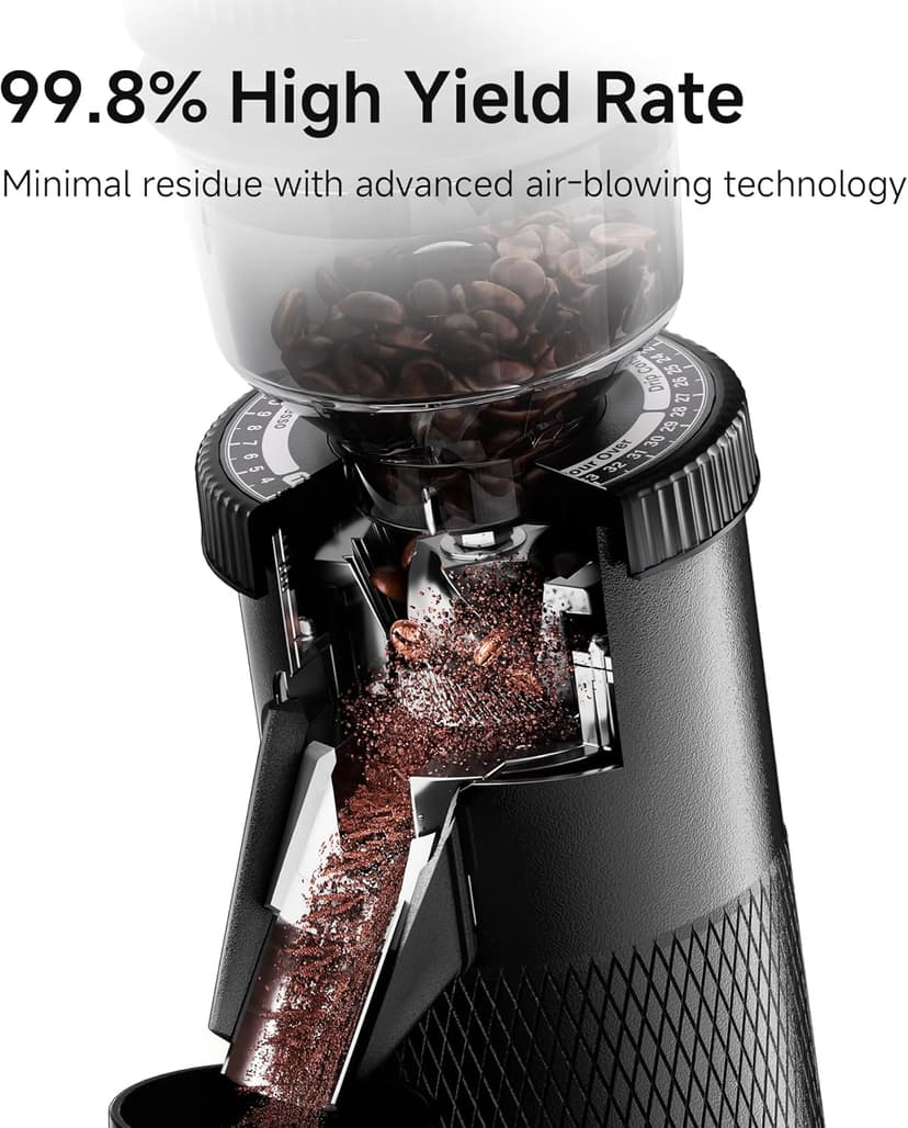 HIBREW G5 Single-Dose Espresso Grinder with Conical Burr, Magnetic Dosing Cup, Metal Housing, Dual-Speed Adjustment, 36-Step Micro Grind Settings - for Espresso Moka Pots & Drip Coffee