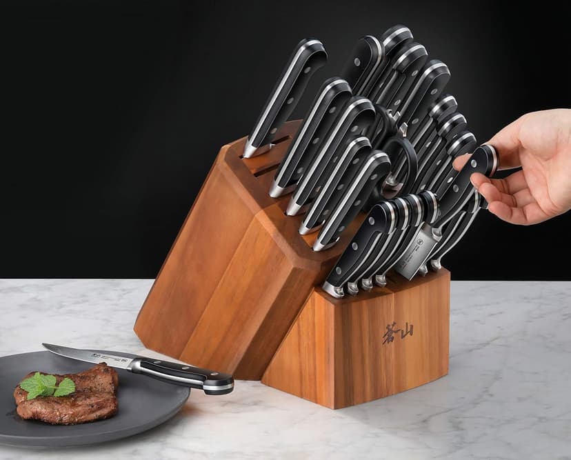 Cangshan V2 Series 1024128 German Steel Forged 23-Piece Knife Block Set, Acacia