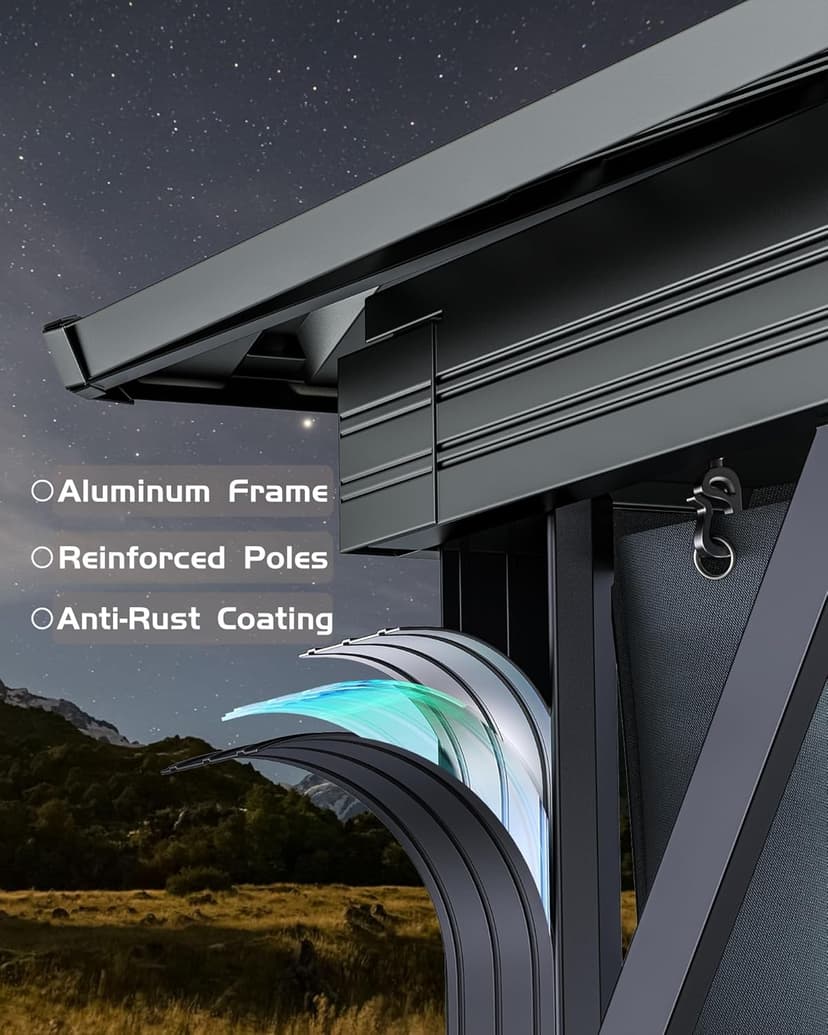 10 ft x10 ft Hardtop Gazebo for All Weather, with Double Metal Roof, Aluminum Alloy Frame, Net, and Curtain, Heavy Duty Building for Patio, Deck, Backyard, Lawn, and Garden, Gray