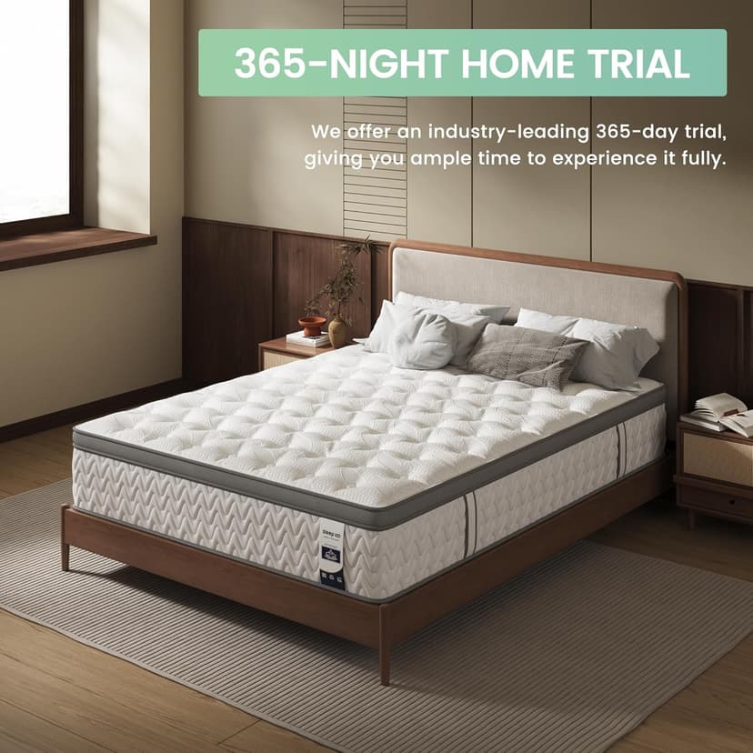 King Mattress 12 Inch, 5-Zone Deep Sleep Firm Mattress with Extra Lumbar & Shoulder Support, Hotel Collection Hybrid Mattresses Pain Relief - Fiberglass Free & No Odor - 365 Night Trial