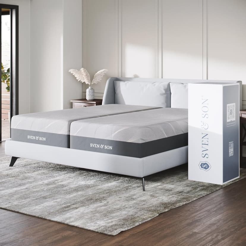 Sven & Son Luxury Hybrid Spring Mattress, Premium Materials, CertiPUR-US, Made in The USA, 14 inch Medium Soft - Split California King