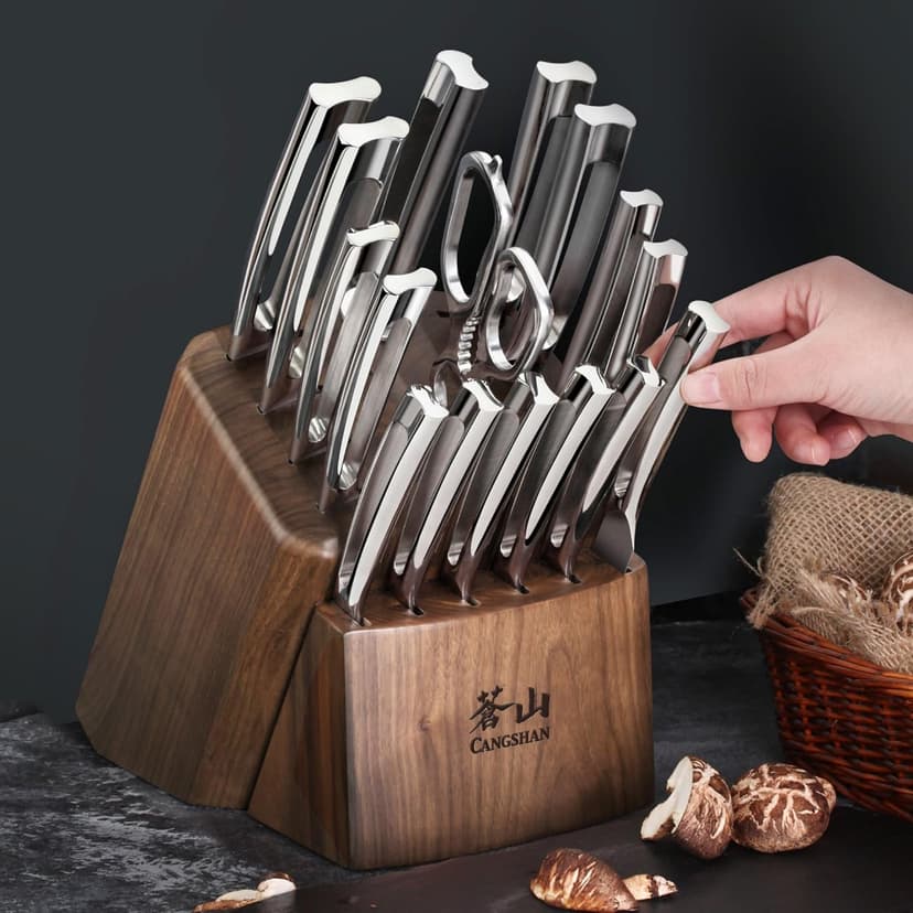 Cangshan N1 Series 1024784 German Steel Forged 17-Piece Knife Block Set, Walnut