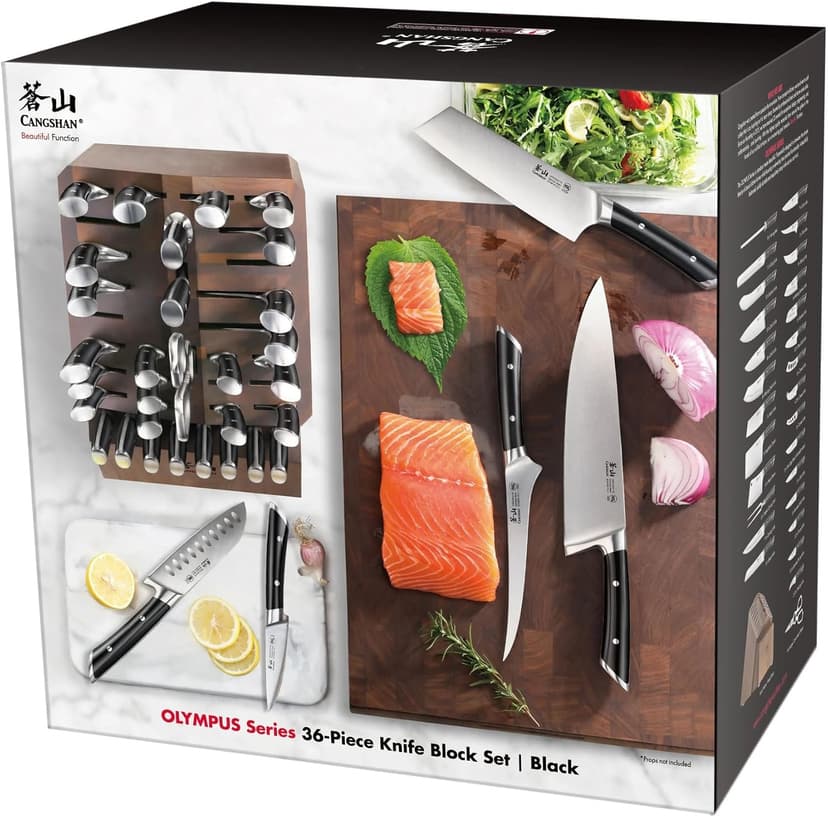Cangshan OLYMPUS Series 36-Piece Block Set, Forged German Steel, Black, 505545