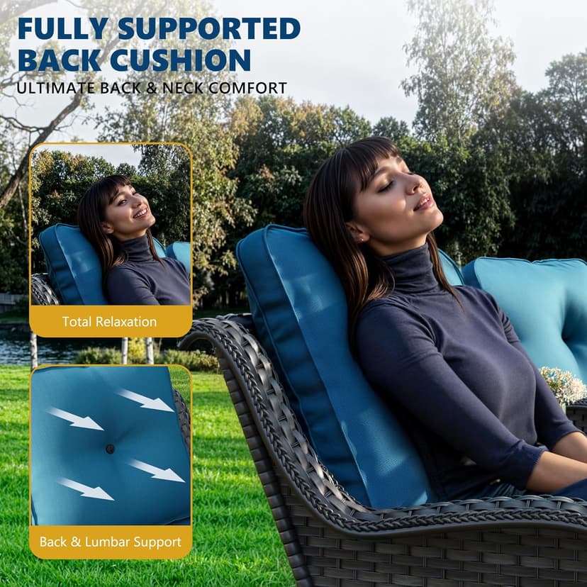 5 Piece Patio Furniture Set, Outdoor Swivel Chair Sets with Thick Cushion, Side Table and Ottoman, Wicker Patio Conversation Set for Deck Porch Sunroom