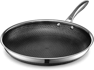 HexClad Hybrid Nonstick 12-Inch Frying Pan, Stay-Cool Handle, Dishwasher-Friendly, Oven-Safe Up to 900°F, Induction Ready, Compatible with All Cooktops