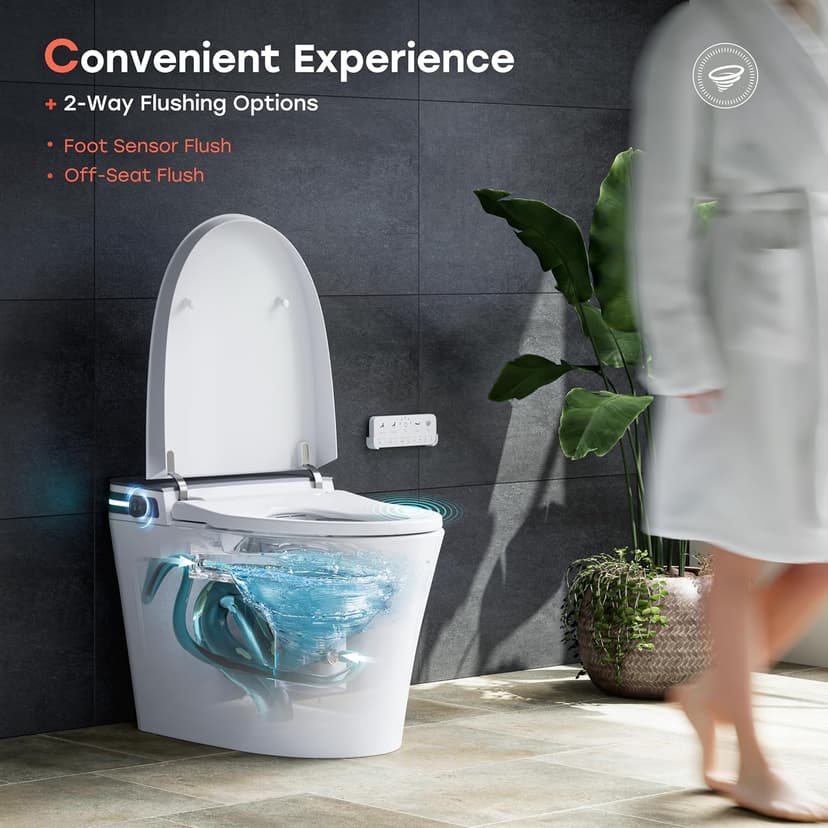 HOROW Bidet Toilet 10" Rough-in, Smart Toilet with Bidet Built-in, Instant Warm Water, Elongated Heated Seat, Dryer, Blackout Flushing and Deodorization