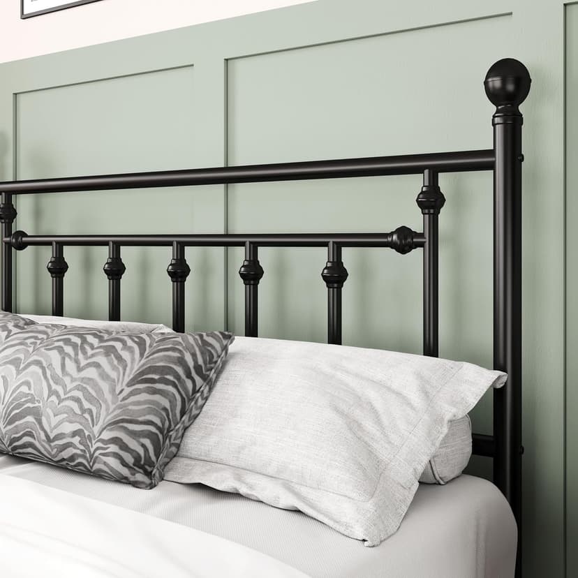 Allewie 14 Inch Queen Size Metal Platform Bed Frame with Victorian Vintage Headboard and Footboard/Under Bed Storage/No Box Spring Needed/Easy Assembly/Noise Free/Mattress Foundation/Black