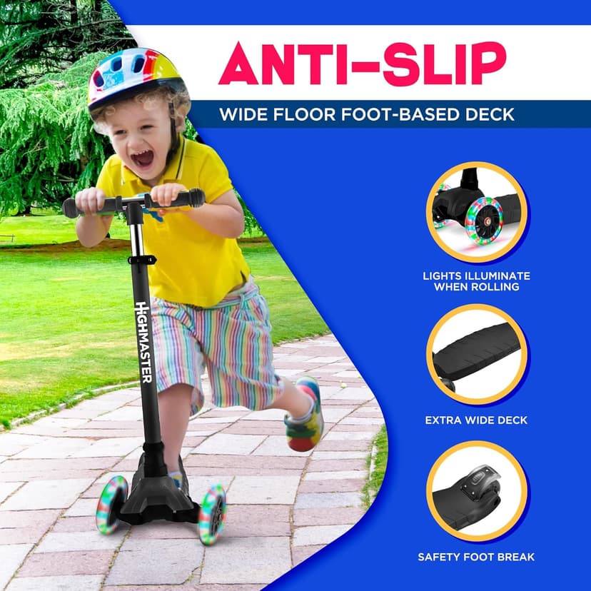 Kids Scooter – 3 Wheel Kick Scooter for Children and Toddlers – Adjustable Handlebar with LED Wheel Lights – Indoor and Outdoor Fun
