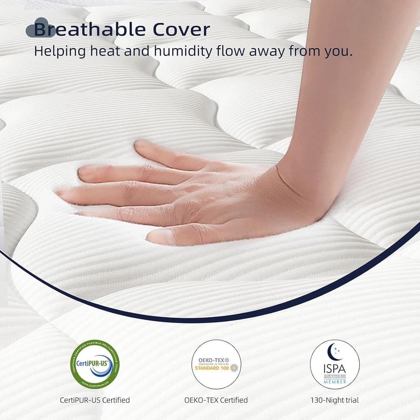 Crystli 12 Inch King Size Mattress Bed in A Box, Hybrid Mattress with Zero Pressure Foam, Innerspring for Pressure Relief, Motion Isolation, Medium Firm, CertiPUR-US Certified