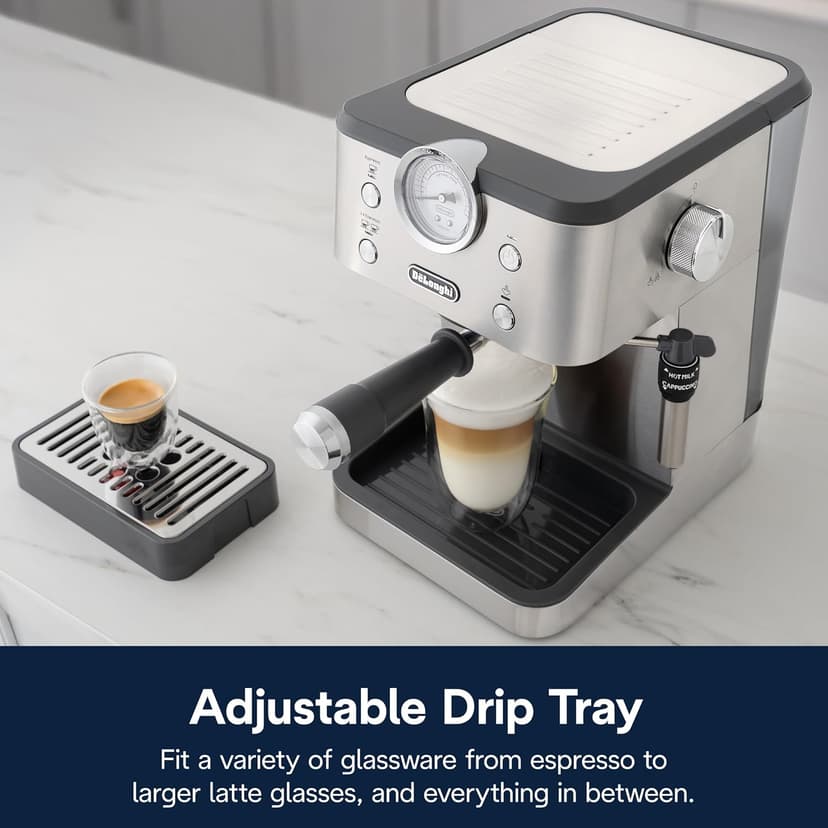 De’Longhi Linea Classic Espresso Machine with Milk Frother, 15-Bar Pump & Temperature Control - Barista Coffee Maker Kit for Espresso, Latte, Cappuccino & Iced Coffee - Italian Stainless Steel Design