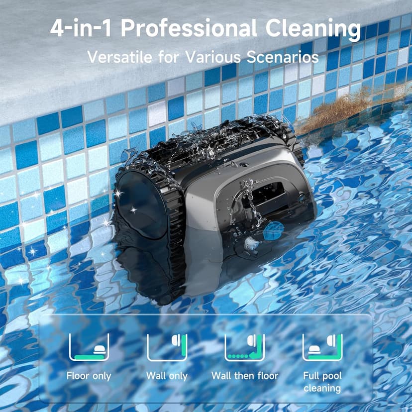 (2025 Upgrade) WYBOT C1 Pool Robot Vacuum for Inground Pools, 4-in-1 Cordless Robotic Pool Cleaner Lasts 150min, Triple-Motor up to 1,614 Sq.ft, Smart APP Support, Auto Wall & Waterline Cleaning