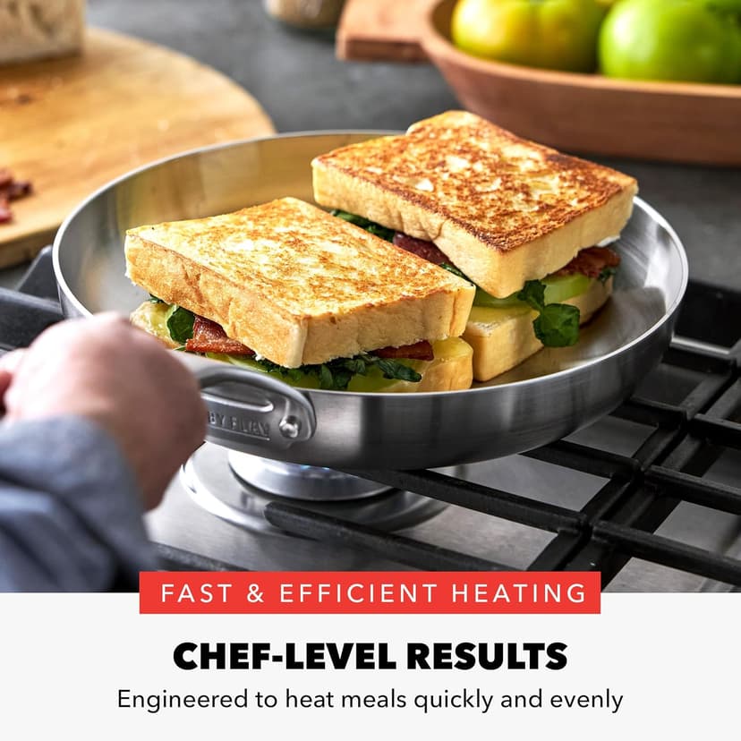 GreenPan x Bobby Flay 10 Piece Stainless Steel Cookware Set, Tri-Ply Multiclad Pots & Pans, Professional Grade, Oven & Broiler Safe to 600°F, Dishwasher Safe, Durable, Induction Compatible, Silver