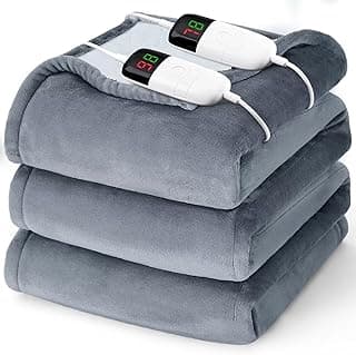 Heated Electric Blanket King Size - 90" x 108" Heating Blanket with Dual Control, 10 Heating Levels & 8 Hours Auto Off, Soft Warm Flannel Gifts Blanket with Over-Heat Protection, ETL & FCC Certified