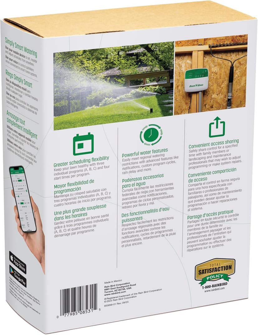 Rain Bird ARC6 App-Based Indoor Smart Irrigation WiFi Timer/Controller, 6-Zone/Station, EPA WaterSense Certified, Compatible with Alexa