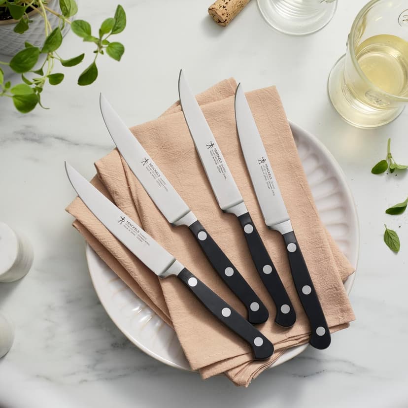 HENCKELS Classic Razor-Sharp Steak Knife Set of 4, German Engineered Informed by 100+ Years of Mastery, Black/Stainless Steel
