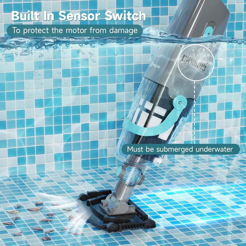 Cordless Handheld Pool Vacuum, Rechargeable Pool Cleaner with 16 Gal/Min Suction, 60 Min Runtime, Dual-Phase Cleaning System, Ideal for Above Ground Pools, Spas, Hot Tubs, Teal (2025 Version)