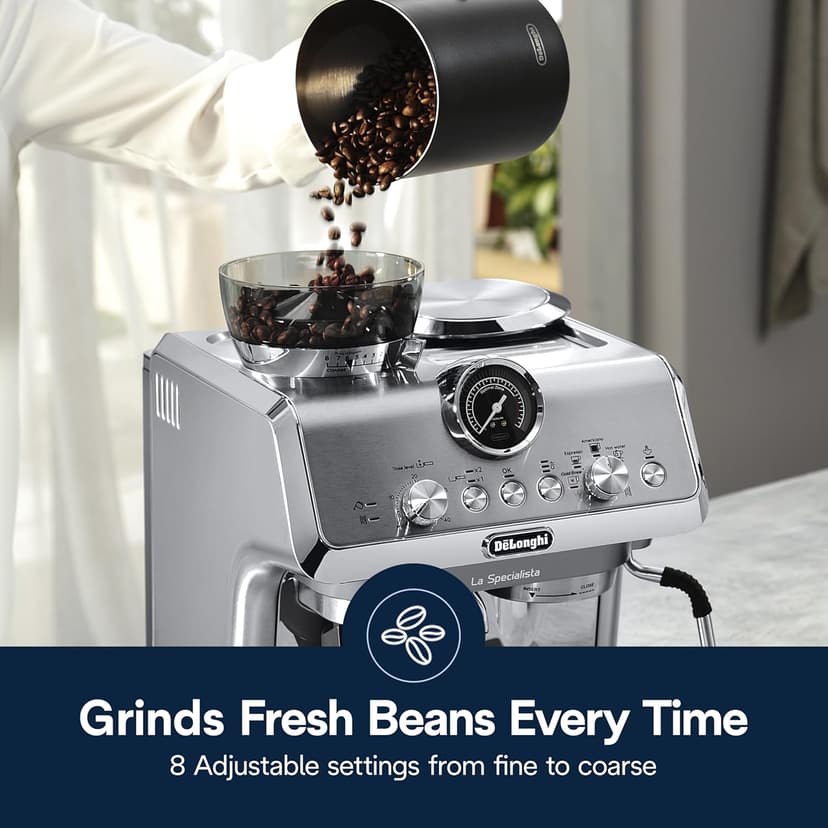 De'Longhi La Specialista Arte Evo Espresso Machine - Compact Cold Brew Coffee Maker with Grinder, Frother, Variable Temp Control & Tamping Tools - Home Barista Kit for Lattes, Cappuccinos, Iced Coffee