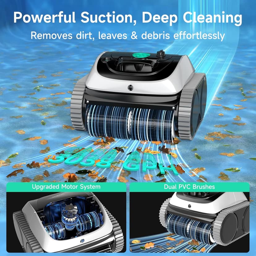 (2025 Upgrade) WYBOT C1 Robotic Pool Vacuum for Inground Pools, 150min Runtime Cordless Pool Cleaner, 4-in-1 Wall & Waterline Cleaning Up to 1,614Sq.ft, Smart Navigation, App Support