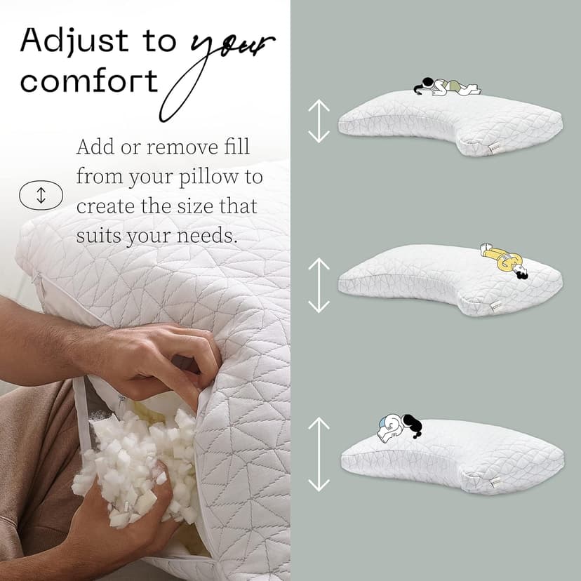 Coop Home Goods Original Crescent Adjustable Pillow, Queen Bed Pillows for Shoulder, Neck & Head Support, Crescent Foam Pillows - Medium Firm for Back & Side Sleeper, CertiPUR-US/GREENGUARD Gold