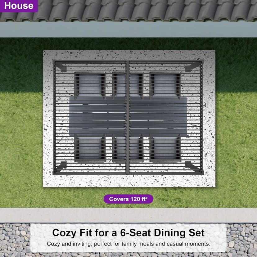 PURPLE LEAF Louvered Pergola 10' x 12' Patio Aluminum Pergola with Independent Adjustable Rainproof Roof Hardtop Small for Outdoor Deck Garden Yard
