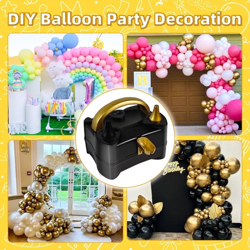 Bezente Balloon Pump Electric, Portable Balloon Inflator Pump Electric Air Pump for Balloons Dual Nozzle Electric Balloon Pump for Birthday Wedding Graduation Party Decorations