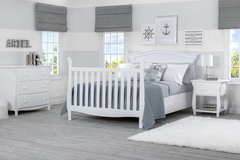 Delta Children Lancaster 4-in-1 Convertible Baby Crib, Bianca White