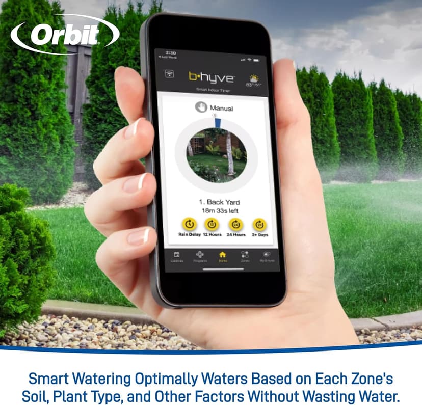 Orbit 57915 B-hyve 4-Zone Smart Sprinkler Controller, Gray