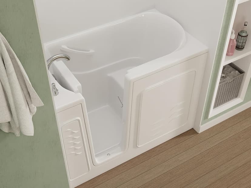 ANZZI Walk In Tub 53'' x 30'' Right Drain Soaking Bathtub in White Walk-In Soaker Tub with Easy Access Safe Grab Bars and Slip-Resistant Material and Quick Fill Faucet