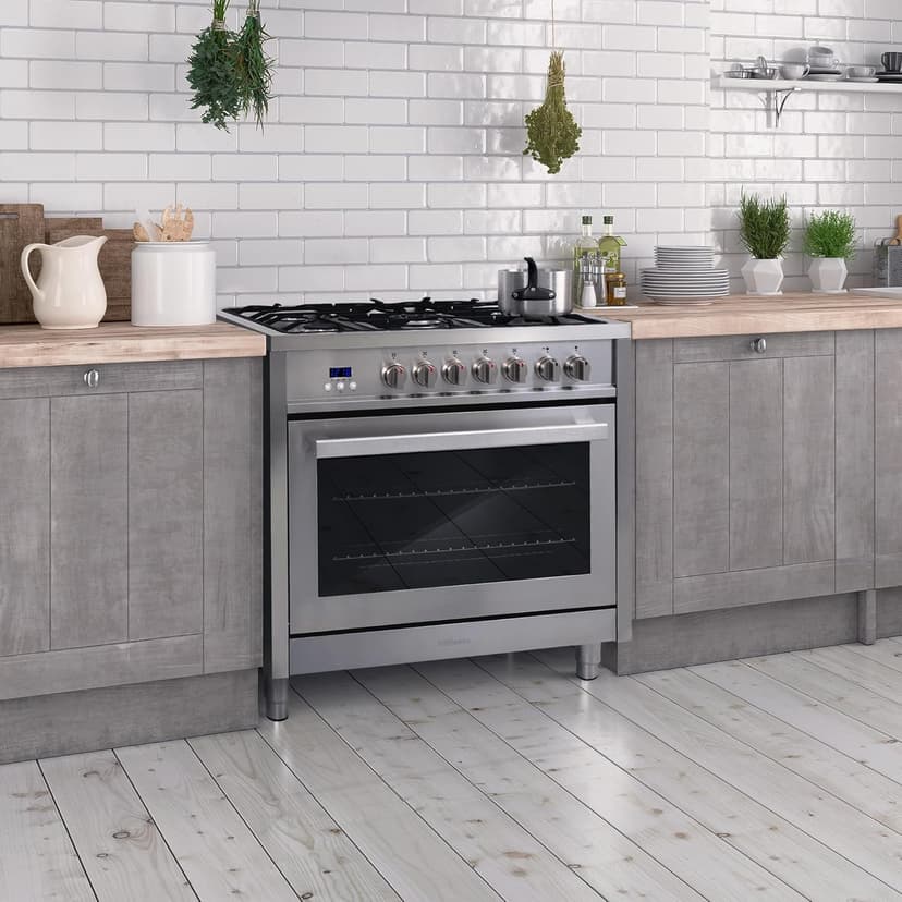 COSMO F965 36 in. Stellar Collection 3.8 cu. ft. Dual Fuel Range, 5 Sealed Burners, 8 Function Convection Oven in Stainless Steel