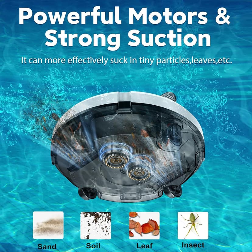 S100 Cordless Robot Pool Cleaner, Last 130Min, 18° Slope Angle, Automatic Pool Vacuum for Above Ground Pools, Self-Parking Pool Cleaner with Filter Basket, Pool Robot Up to 1100 sq.ft