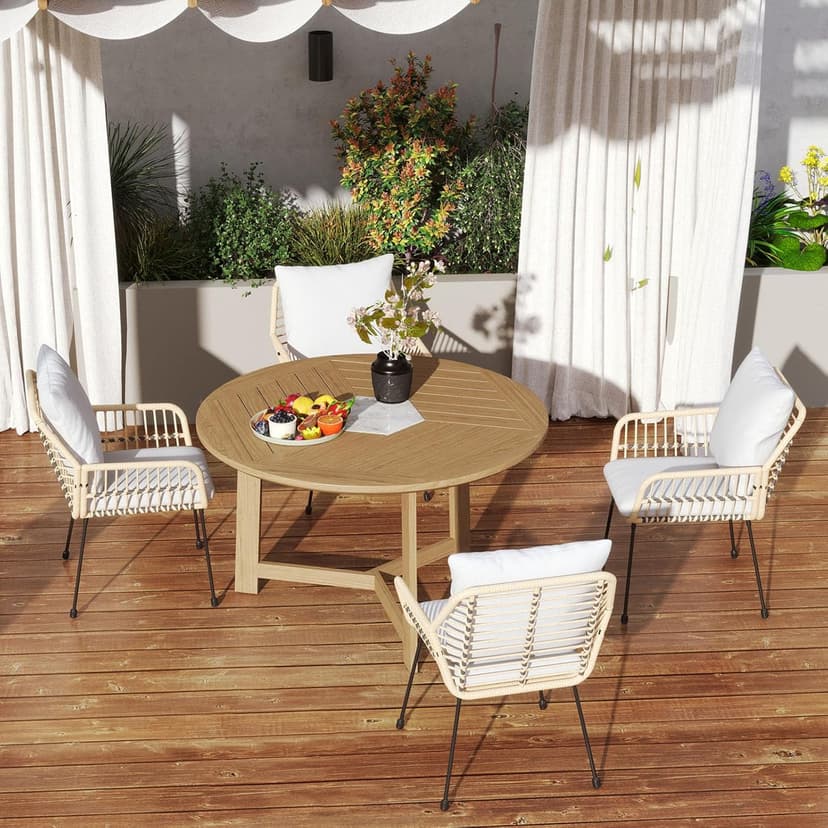 3 Pieces Outdoor Bistro Set, Bistro Set Outdoor with Glass Top Table, Patio Wicker Furniture Set 3 Piece, Rattan Conversation Set for Balcony, Lawn, Garden, Backyard, Poolside, Beige