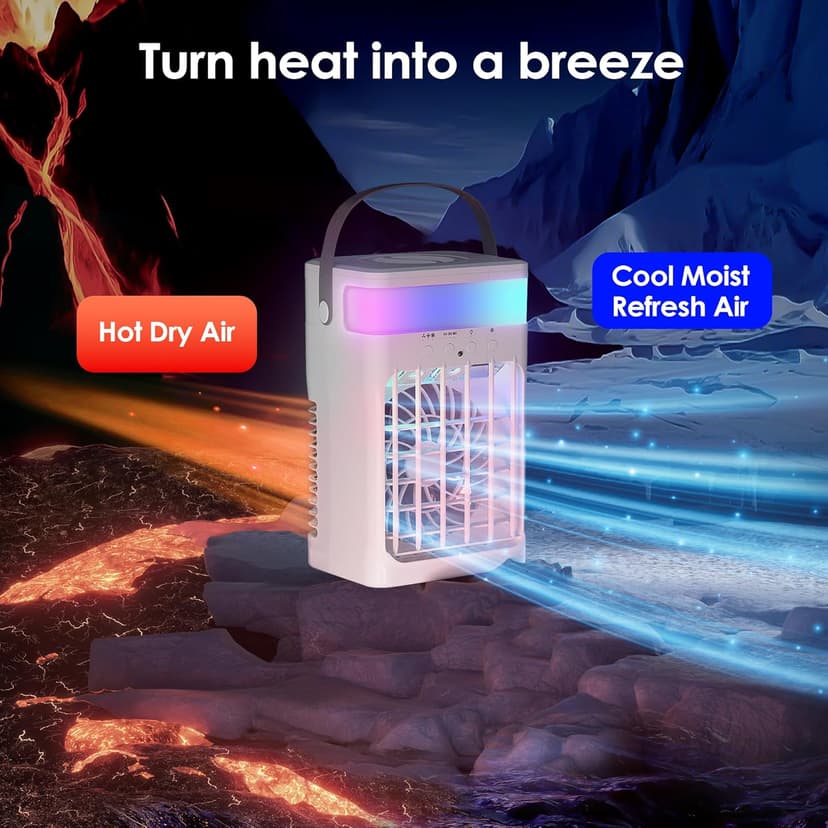 Portable Air Conditioners,Air Conditioner,Ac Unit with 1500ML Water Tank,2 Spray Ports,3 Wind Speeds,3 Timers,10 kinds of Colorful Lights,Portable Ac Units for Room Camping Car Office