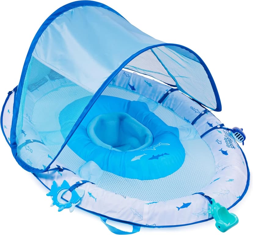 Swimways Ultra Baby Spring Float, Premium Inflatable Baby Pool Float with Sun Canopy, Fast Inflation & Carry Bag (9-24 Months), Mermaid Toys for Kids