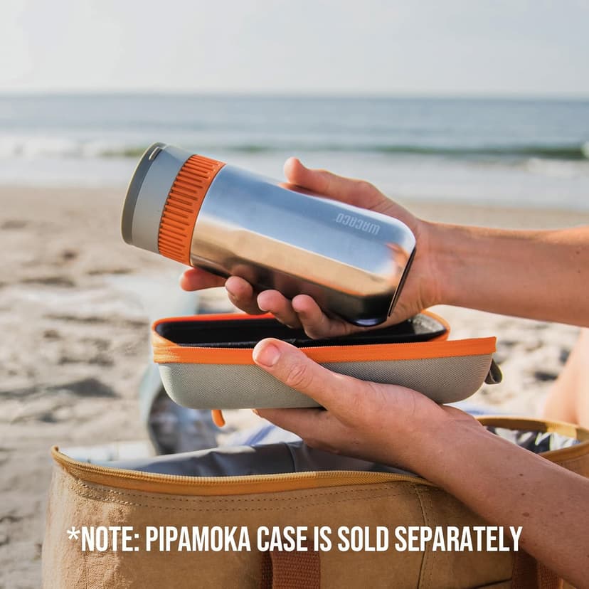 WACACO Pipamoka Portable Coffee Maker, Coffee brewer, All-in-one Vacuum Pressured，Insulated Travel Mug, Hand Powered and Filter Pressure Brewer, Stainless Steel Thermo Cup, 10 fl oz