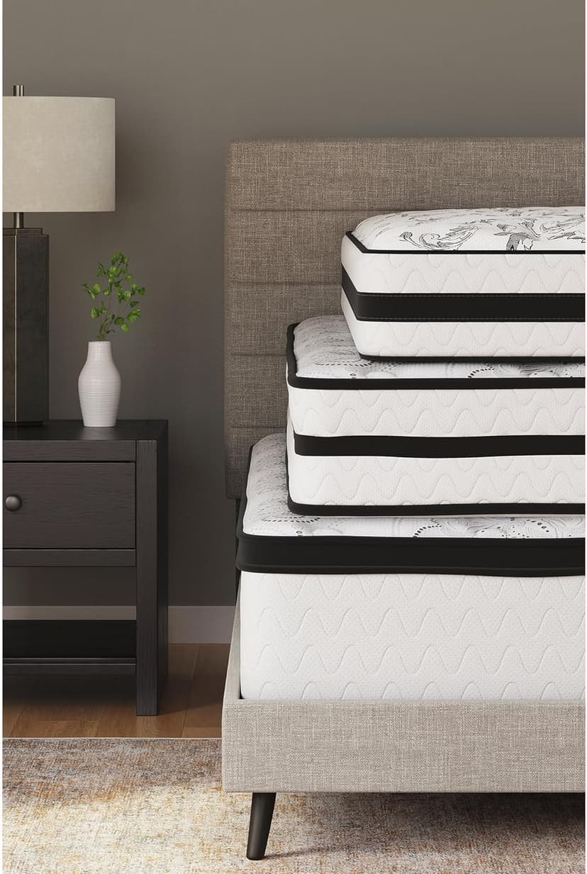 Signature Design by Ashley California King Size Chime 12 Inch Medium Firm Hybrid Mattress with Cooling Gel Memory Foam for Pressure Relief