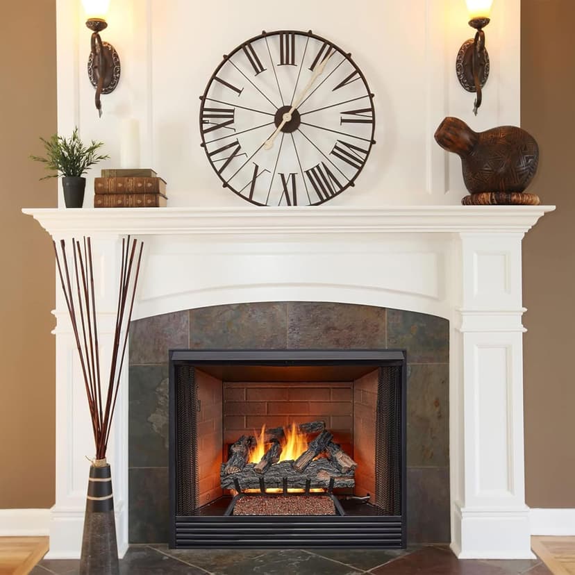 HearthSense MO24HVL Natural Gas Vented Fireplace Logs Set with Match Light, 55000 BTU, Heats up to 2000 Sq. Ft, Mountain Oak, 24 Inches