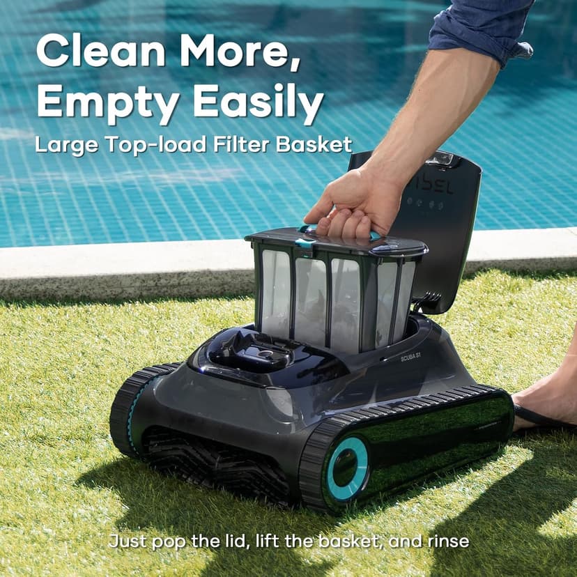 AIPER Scuba S1 Cordless Robotic Pool Cleaner, Wall & Waterline & Floor Cleaning, Smart Navigation, Superior Mobility, Four Cleaning Modes, for Inground Pools up to 1600 sq.ft (Renewed)