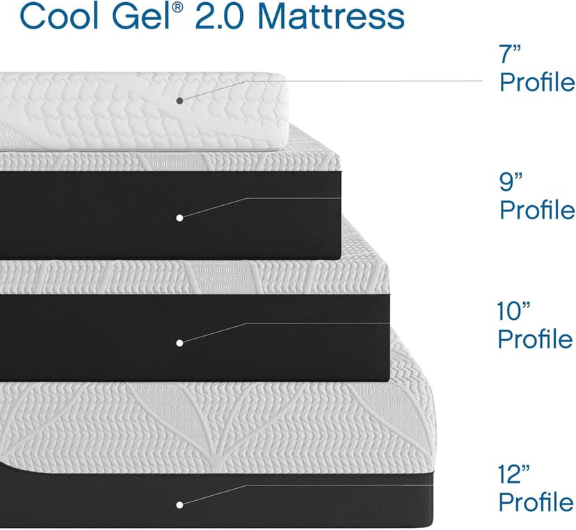 Cool Gel Chill 14 Inch Medium Firm Memory Foam Mattress Queen Size, with 2 Bonus CoolGel Memory Foam Bed Pillows, 14" with Pressure Relief, CertiPUR-US Certified, Cooling Queen Mattress in a Box