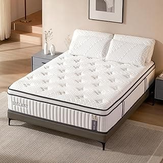DIGLANT California King Mattress, 14Inch Cooling Gel Memory Foam Hybrid Mattress with Pocket Springs, Medium Plush Feel, White
