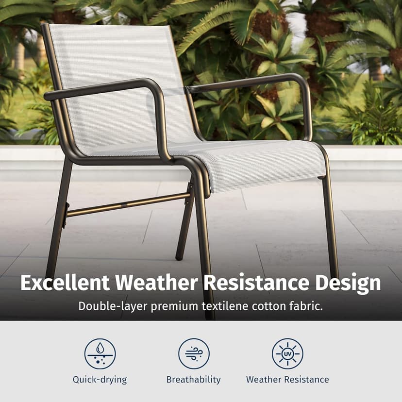 EAST OAK 4 Seats Outdoor Furniture Set, Waterproof Patio Furniture Set, Patio Loveseat with Coffee Table for Porch or Garden, 4-Piece Patio Conversation Sets for Balcony, Upgrade Grey